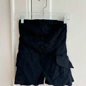 Isalis Linen Black Strapless Blazer/Bustier Top